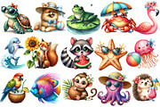 Watercolor Summer Animal Clipart, an Illustration by Sublimation Artist (Thumbnail 2 of 6)