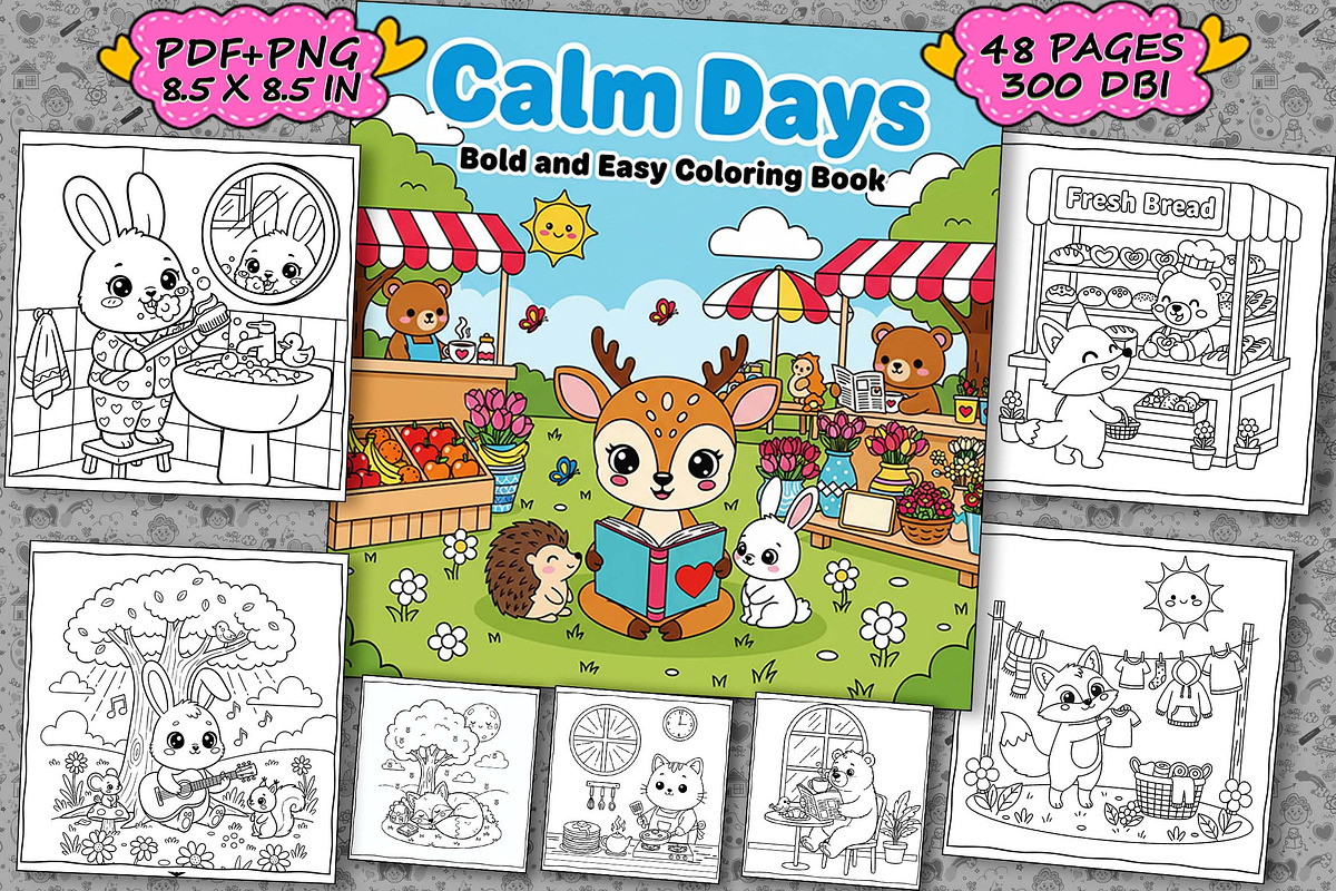 Calm Days Coloring Book Pages, an Illustration by one-touch (Photo 1 of 17)