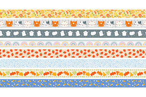 Cute washi tape seamless borders, an Illustration by Vectorbuum