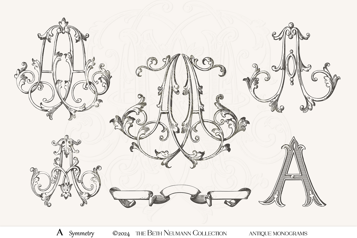Antique Vintage Monogram A Initial, an Object Graphic by Antique Monograms (Photo 1 of 4)