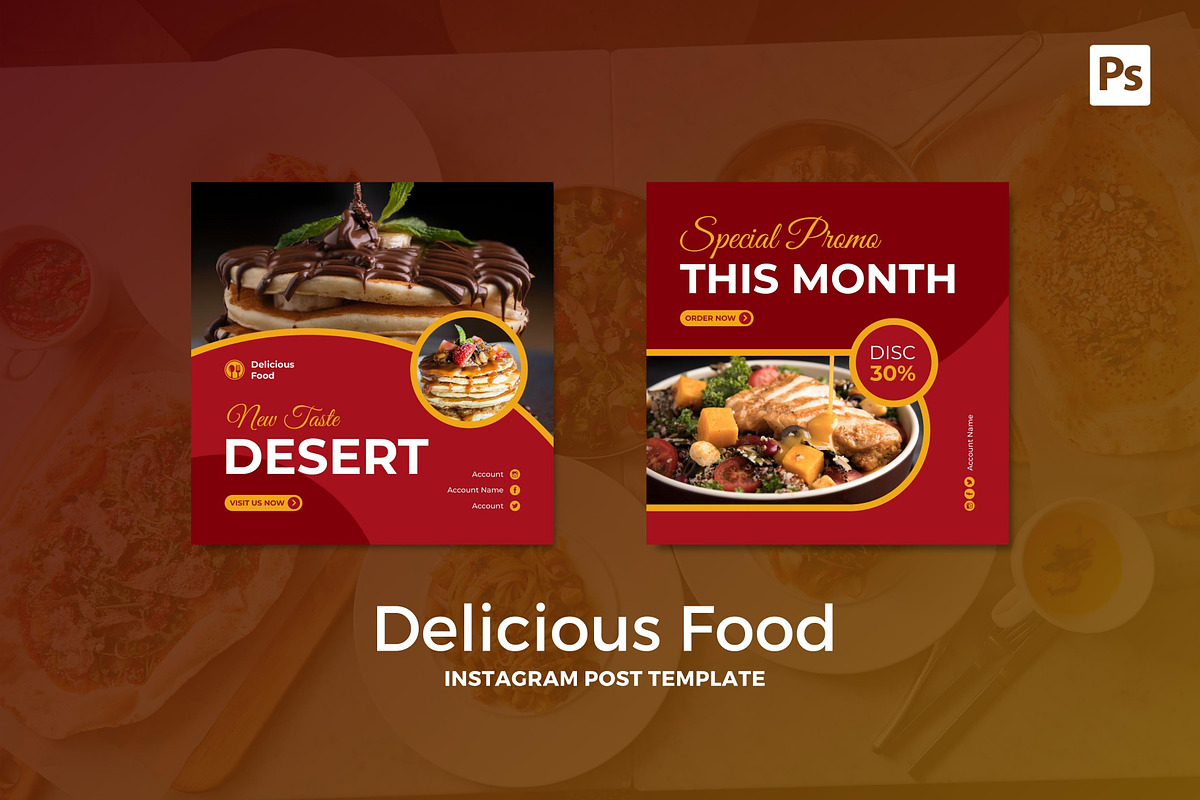 Delicious Food Instagram Post, a Social Media Template by CavenArt (Photo 2 of 5)