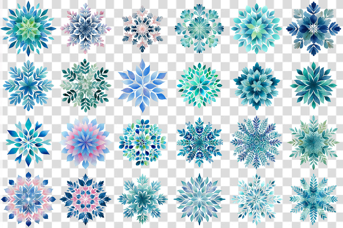 Snowflakes Watercolour Set Clipart, an Illustration by DreamCafeArt (Photo 5 of 7)