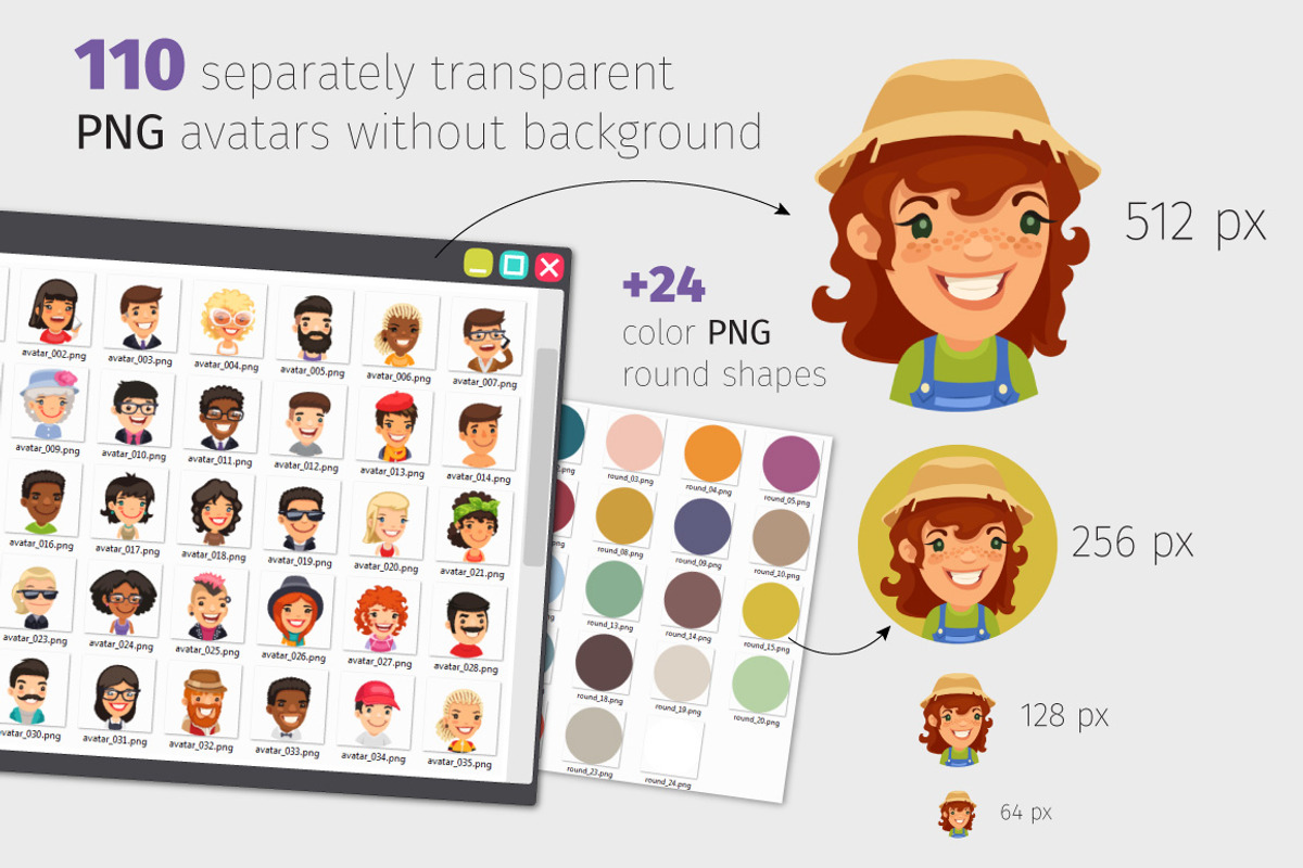 Flat Cartoon Round Avatars, an Icon by Voysla's Shop (Photo 4 of 4)