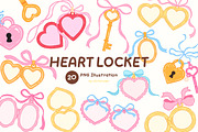20 Cute Heart Locket Clipart, an Object Illustration by Victoruler (Thumbnail 1 of 8)