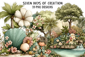 Seven Days Of Creation Clipart, an Illustration by Daily.Designs
