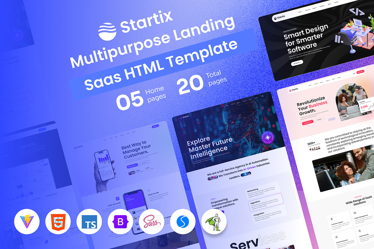 Startix - SaaS Landing HTML Template, a HTML Template by Helenshop (Photo 1 of 4)
