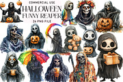 Halloween Funny Reaper Clipart, an Illustration by Daily.Designs (Thumbnail 1 of 2)