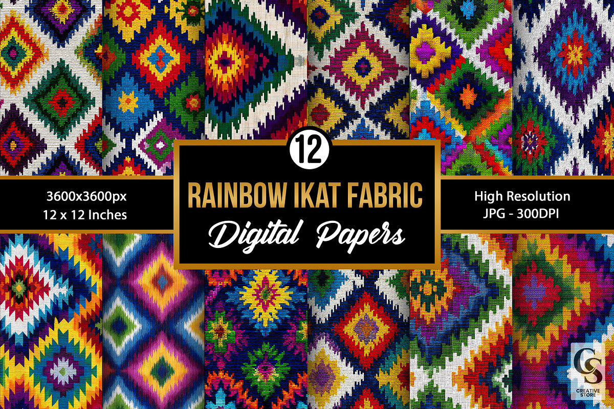 Rainbow Ikat Fabric Seamless Pattern, a Pattern Graphic by Creative Store (Photo 1 of 5)