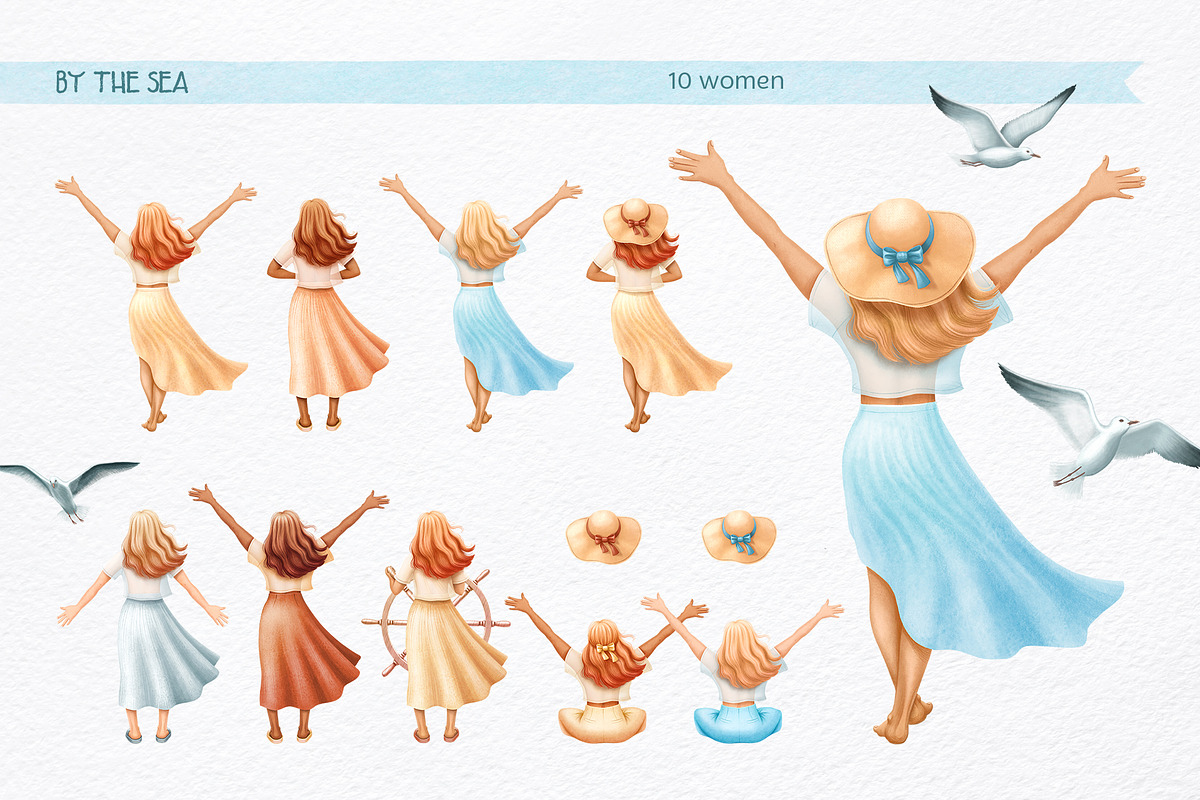 Sea Clipart. Patterns & Seascapes, a Person Illustration by MariArtySpace (Photo 5 of 15)