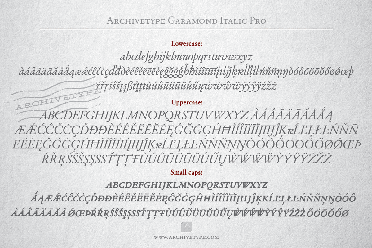 Archive Garamond Pro Family of 4, a Font by Archive Type Fonts (Photo 9 of 14)