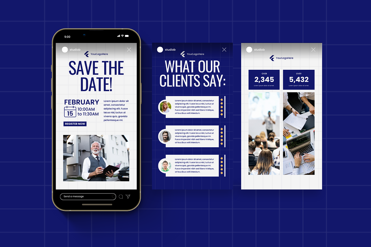 Social Media Kit | IG, FB, LinkedIn, a Social Media Template by Studio B | Canva Template (Photo 11 of 13)