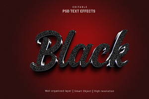 Black editable text effect PSD, a Layer Style Add-On by mdmijanur0187