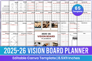 2025-2026 Vision Board Planner Canva, a Stationery Template by Mustafiz