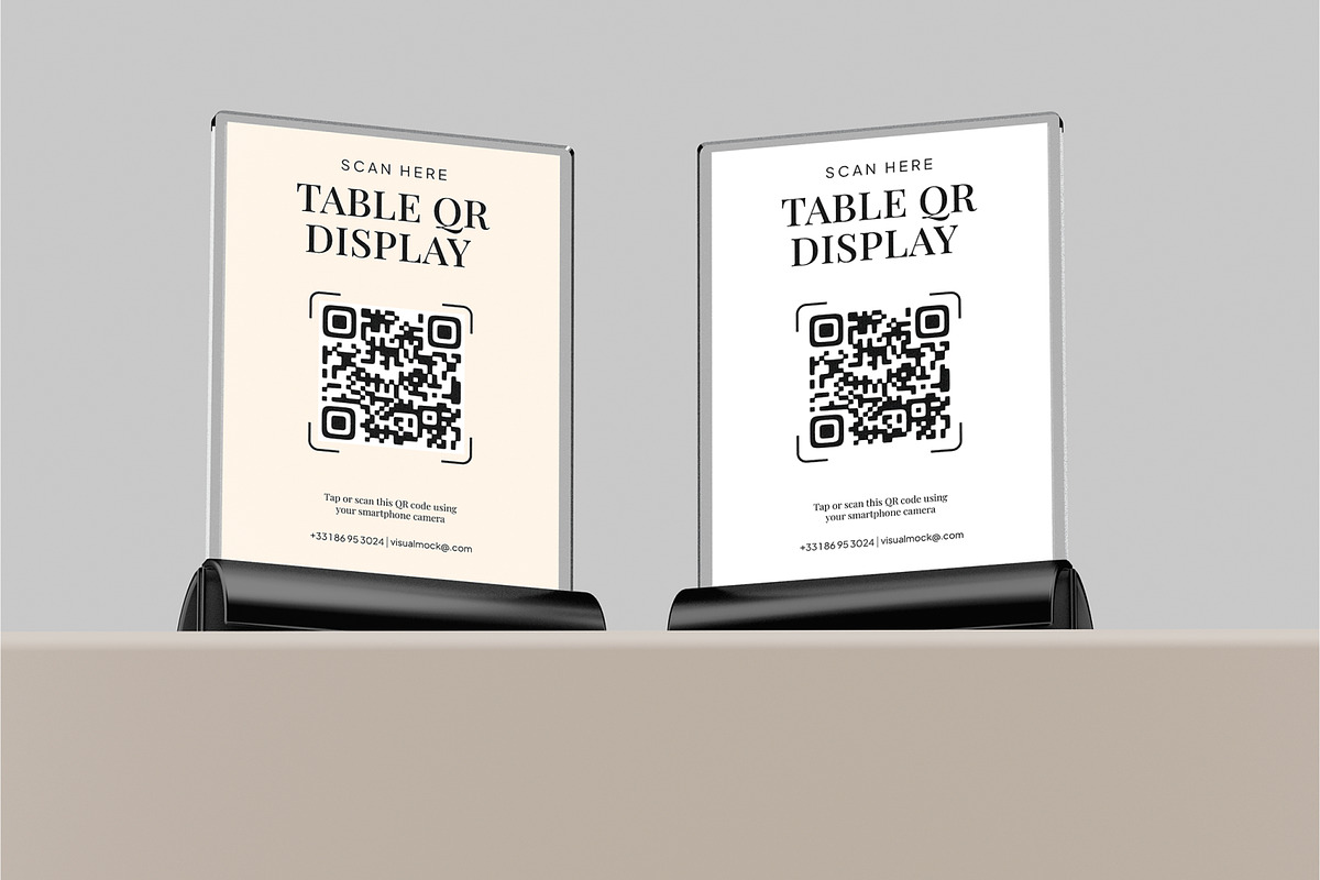 QR Code Table Tent Mockup, an Advertising Mockup by Permadi Creative (Photo 2 of 4)
