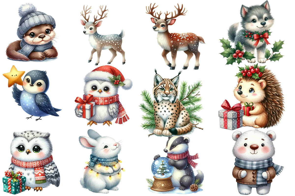 Christmas animals Sublimation Clipar, an Illustration by Designworld (Photo 2 of 4)