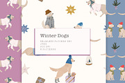 Winter dogs hand drawn patterns, a Pattern Graphic by Katie Lisker (Thumbnail 1 of 3)
