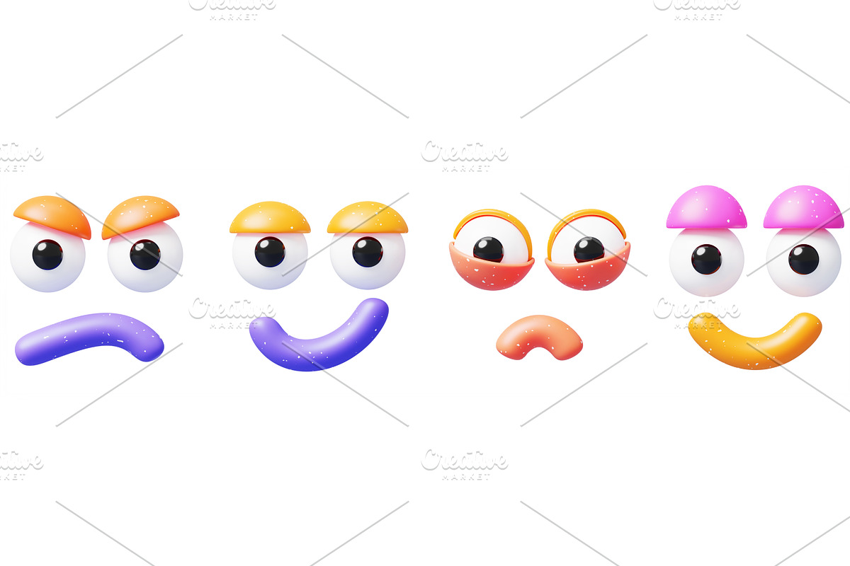 3D cartoon faces with expressive, a Characters & Person 3D Model by Marozhkastudio