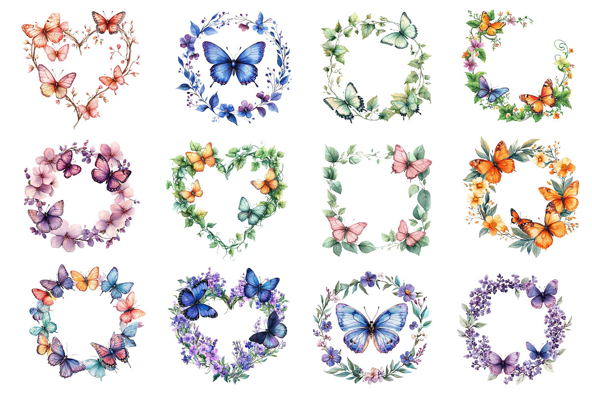 Floral Butterfly Border Clipart, an Illustration by Dream Creation (Photo 2 of 5)