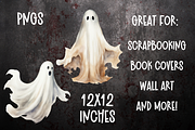 Vintage Ghost Watercolor Clipart, a Seasonal Illustration by Dreamy Little Graphics (Thumbnail 2 of 4)