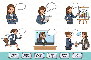 Businesswoman Doodle Character Set, a Person Illustration by Ghagra