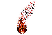Fire flame transforms into birds, a Decorative Illustration by nandinigraphics (Thumbnail 2 of 3)