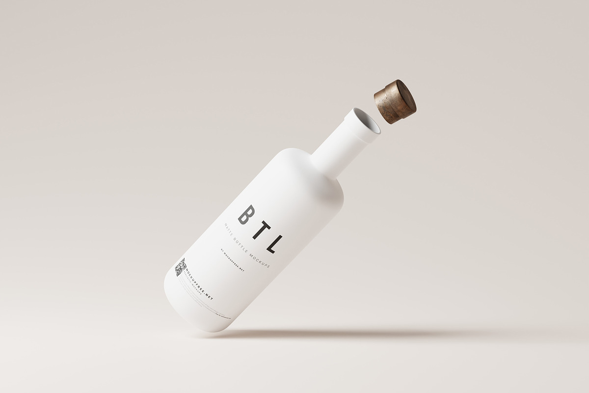 White Matte Bottle Mockups, a Cups & Container Mockup by MockupFree.Net (Photo 8 of 8)