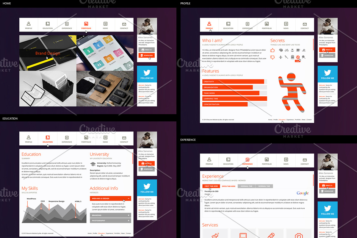Mustache -Professional vCard Resume, a Websites & App Template by MustacheThemes (Photo 4 of 6)