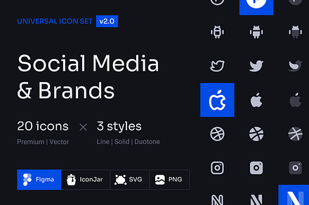 Social Media and Brands Icon Set