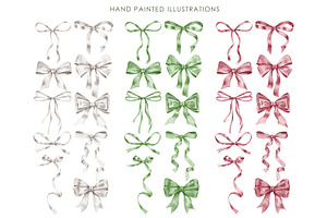 Watercolor Ribbon Bows Clipart.