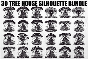 Tree House Silhouette SVG Bundle, an Illustration by jahid234