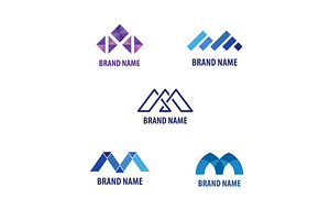Bold letter M logo set, an Illustration by LogosDen