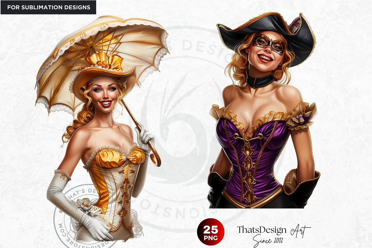 Burlesque Cabaret Woman clipart Set, a Person Illustration by ThatsDesignArt (Photo 7 of 10)