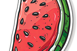 Cartoon Watermelon Slice Sticker, Ge, a Photo by LOGOCREATIVE