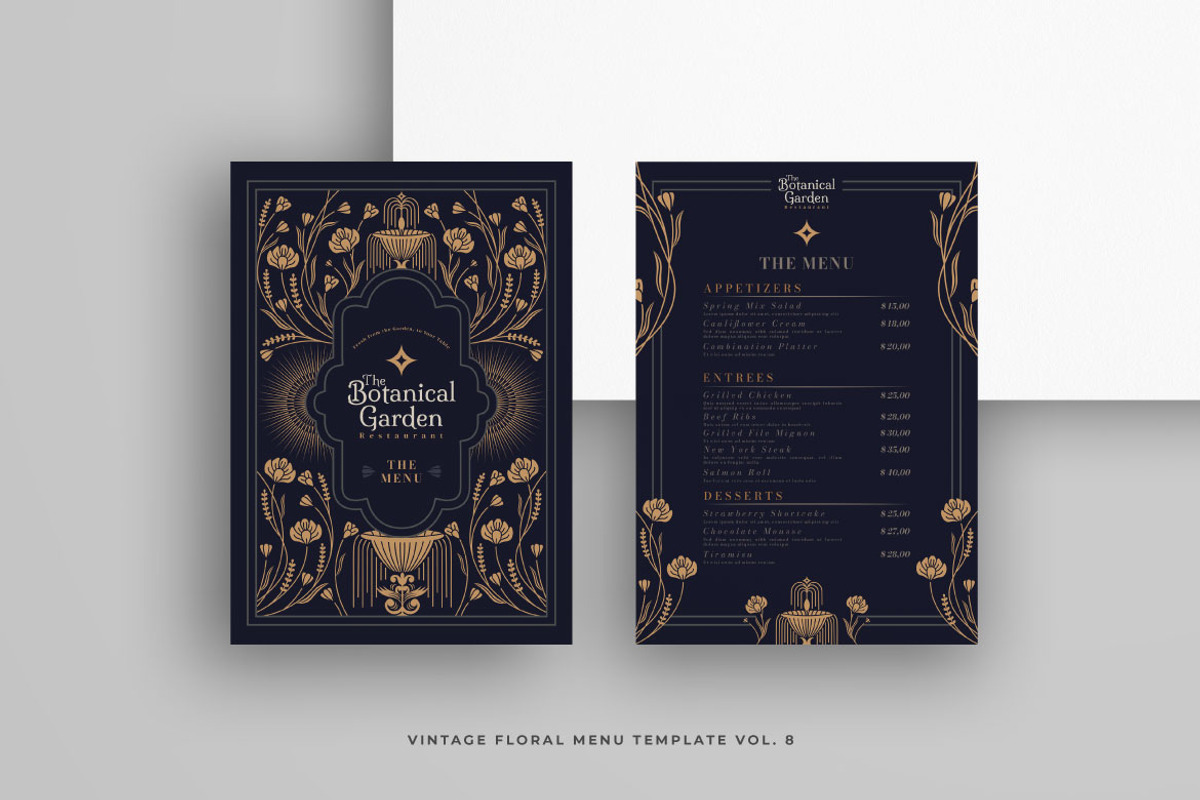 Vintage Floral Menu Vol.8, a Brochure Template by Bewalrus Studio (Photo 2 of 5)