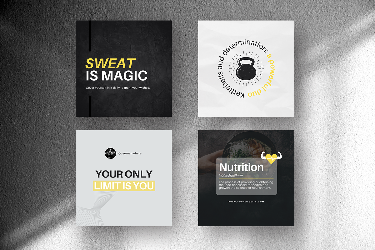 Fitness Quote Instagram Templates, a Social Media Template by DigiPax (Photo 4 of 11)