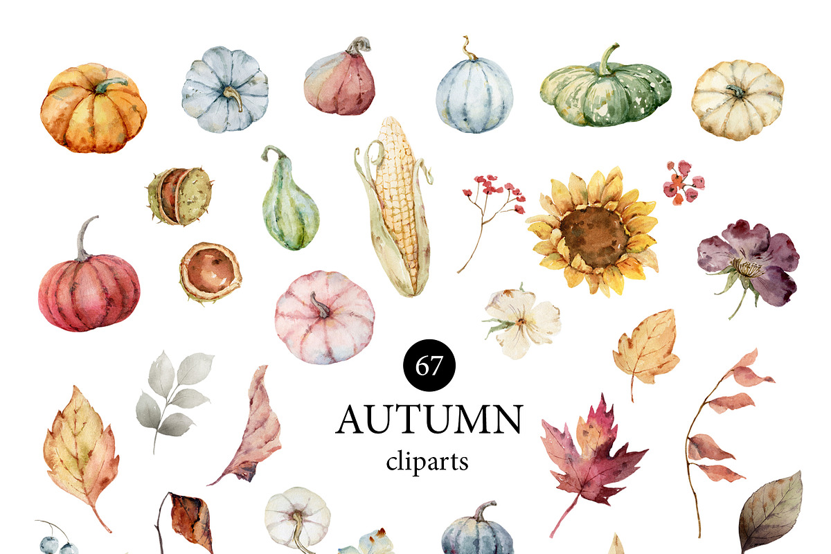 Autumn Time. Watercolor collection., a Decorative Illustration by Elena Medvedeva (Photo 2 of 11)