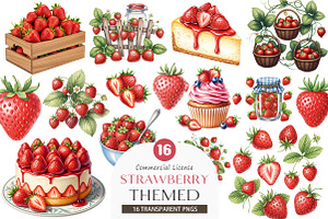 Strawberry-Themed Watercolor PNG, an Illustration by SinaCreation