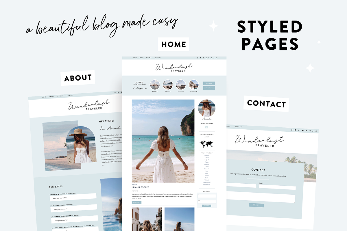 Travel Blog Wordpress Theme Blue, a WordPress Template by Design Pixie (Photo 4 of 9)