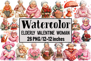 Elderly Valentine Woman Clipart, an Illustration by Design Market