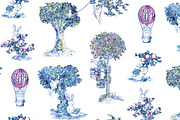 Toile de Jouy - Fairytale bunnies, a Pattern Graphic by YvY (Thumbnail 1 of 5)