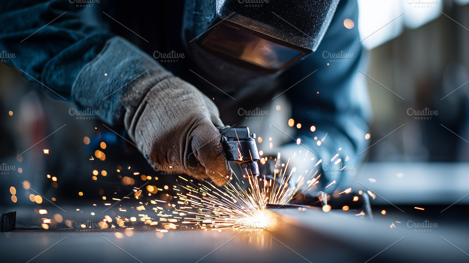 Welder in protective gear working, an Industrial Photo by MistyDay