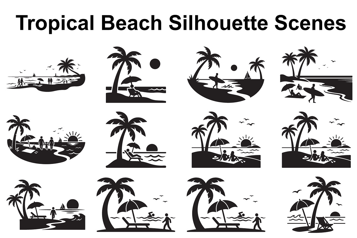 Coastal Paradise Silhouette Set, an Object Graphic by Creativeshirt (Photo 1 of 3)