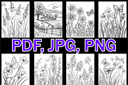 Spring Coloring Pages for Adults-V2, a Seasonal Illustration by Design Home (Thumbnail 5 of 7)
