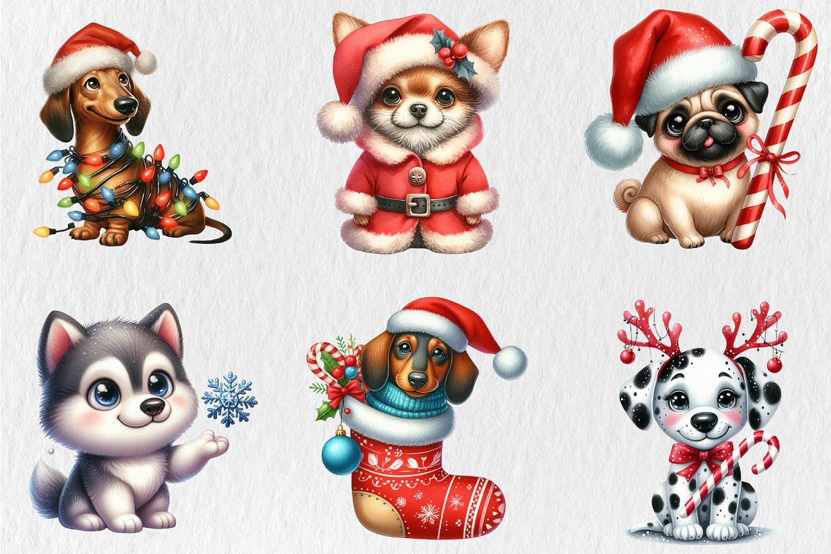 Quirky Christmas Dog Clipart, a Seasonal Illustration by Rose Art (Photo 3 of 4)