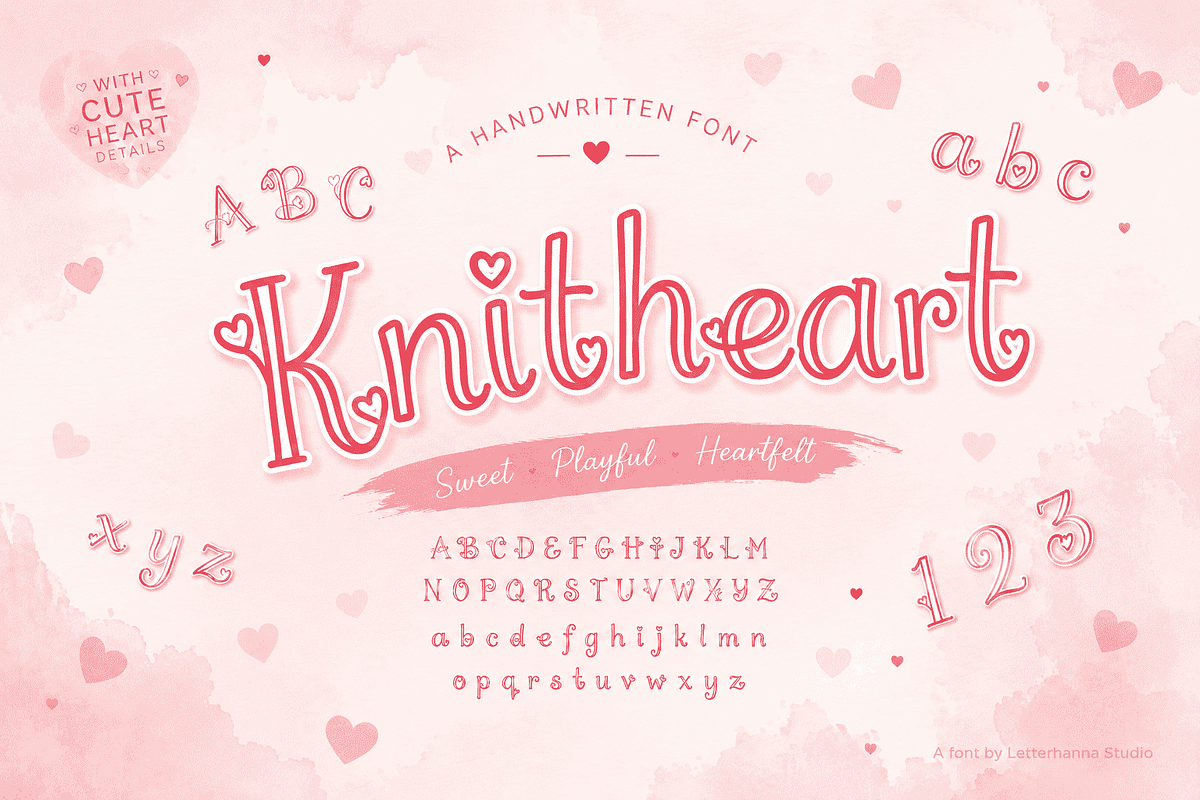 Knitheart | Cute Display Font, a Handwritten Font by Letterhanna Studio (Photo 1 of 9)