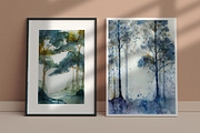 Blue Forest Landscape Art, a Decorative Illustration by Housui Patterns (Thumbnail 8 of 12)