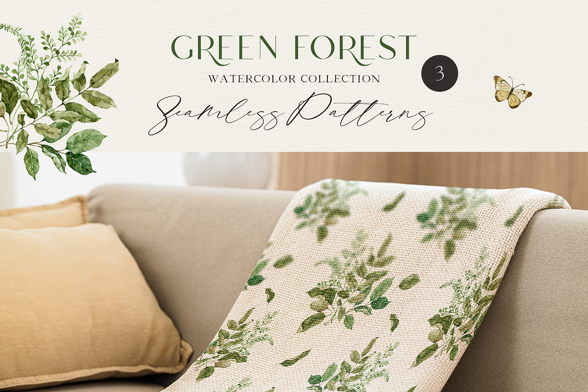GREEN FOREST watercolor collection, an Object Illustration by long summer (Photo 16 of 17)