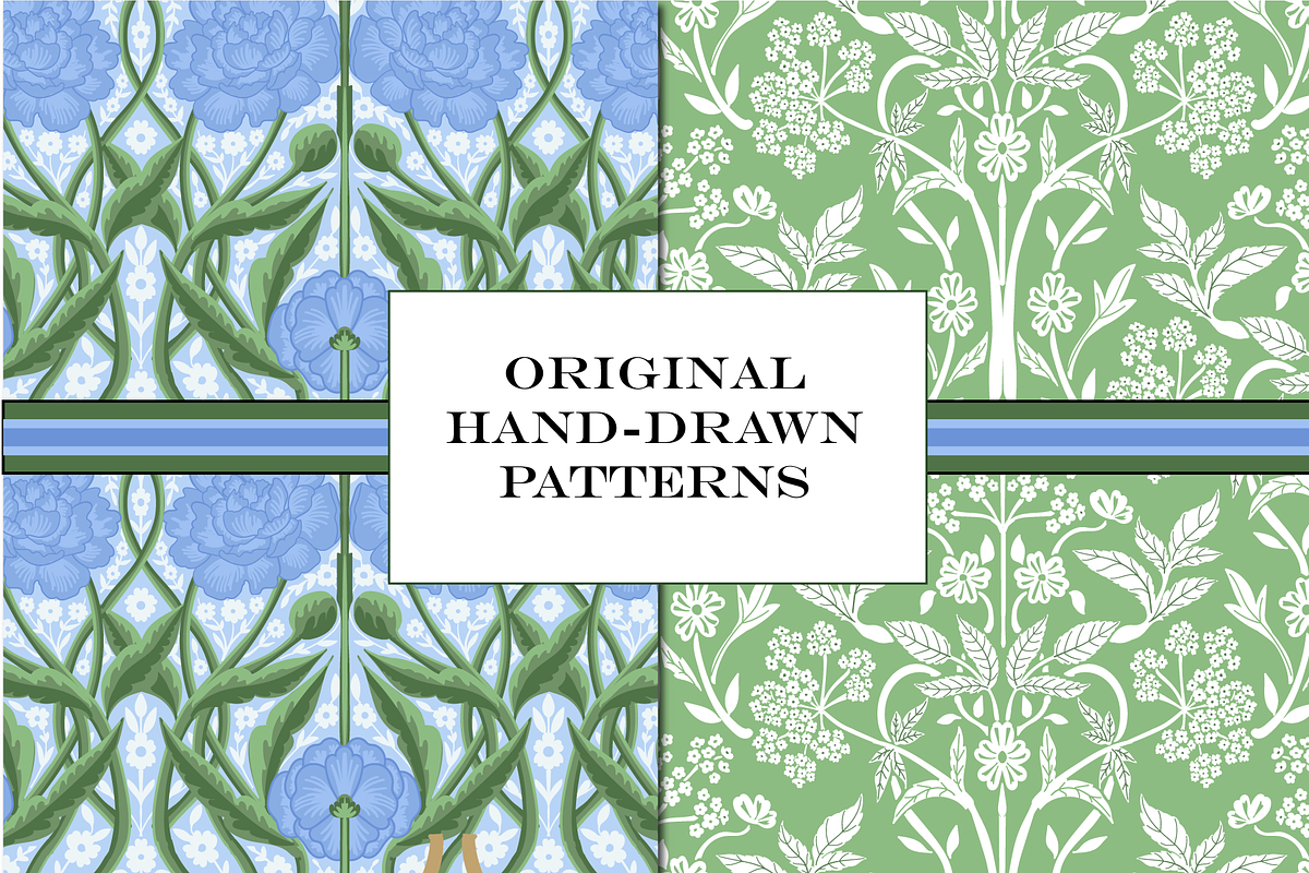 William Morris Blue & Green Patterns, a Pattern Graphic by RachelStudio (Photo 4 of 10)