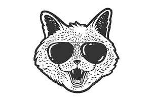 Cat Head Face Sketch Vector