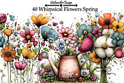 Whimsical Flowers Spring Clipart, an Illustration by Watercolor design (Thumbnail 1 of 6)